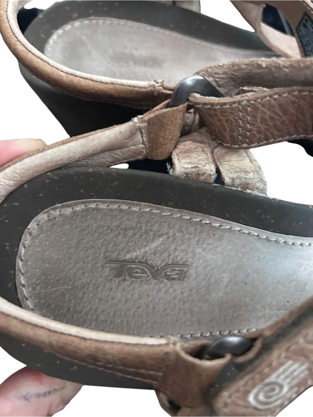 Teva Womens 4253 Brown Leather Wedge Sandals Comfort Shoes Size 10